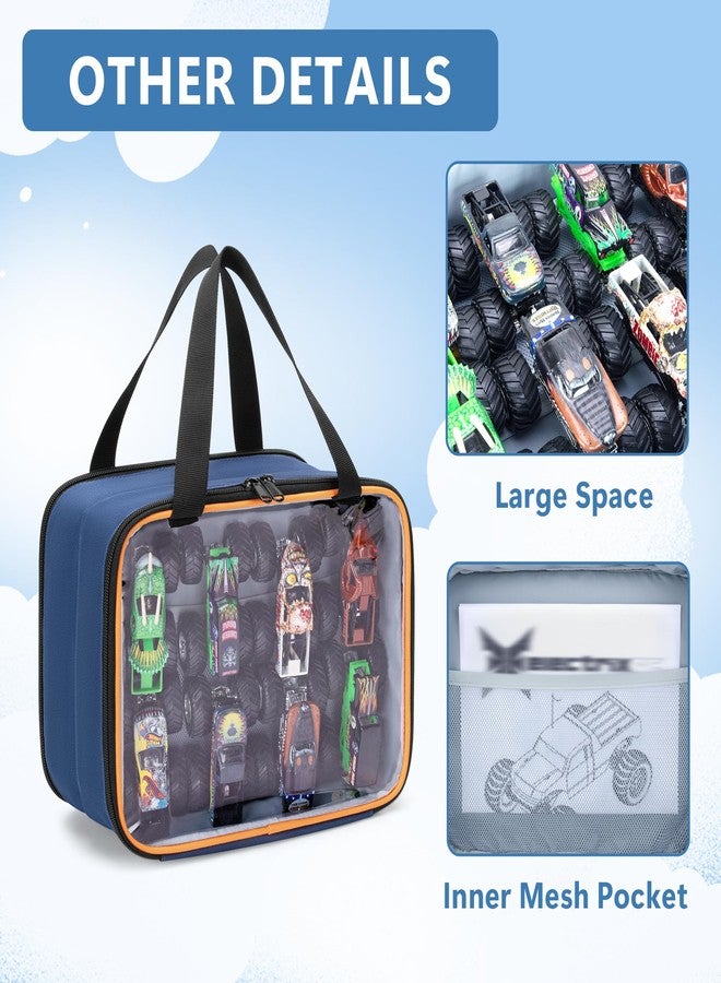 لوكسجا حقيبة تخزين مزدوجة الطبقات من لوكسجا، متوافقة مع شاحنات هوت ويلز مونستر بمقياس 1:64، حقيبة حمل من مادة PVC لشاحنات مونستر جام، تتسع لما يصل إلى 14 سيارة لعبة لهواة الجمع، لون أزرق - Image 3